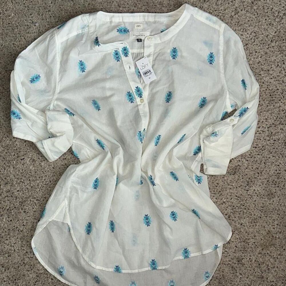 Loft Women's White and Cream Blouse